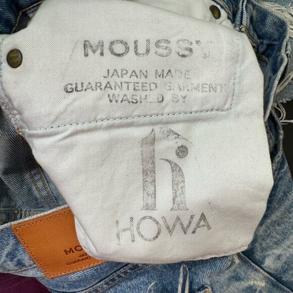 Moussy Howa Distressed Tapered Jeans Medium Wash Blue Mid Waist Ripped Crop 25 - Picture 13 of 14